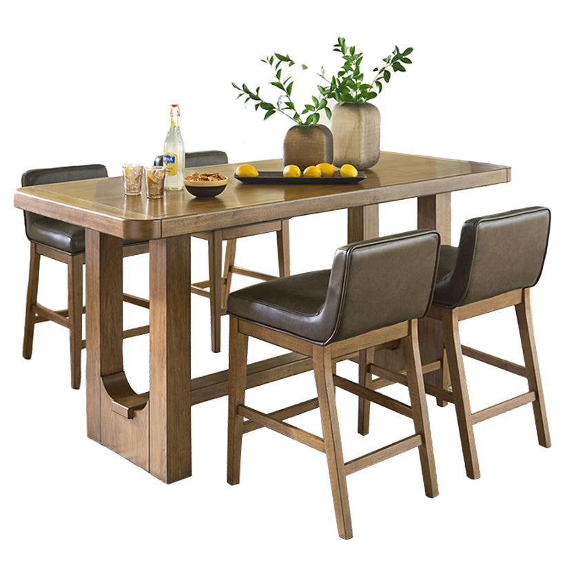 Cabalynn - Light Brown - 5 Pc. - Rectangular Dining Room Counter Table, 4 Upholstered Barstools