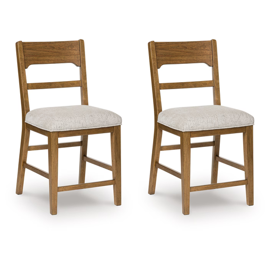 Cabalynn - Oatmeal / Light Brown - Upholstered Barstool (Set of 2)