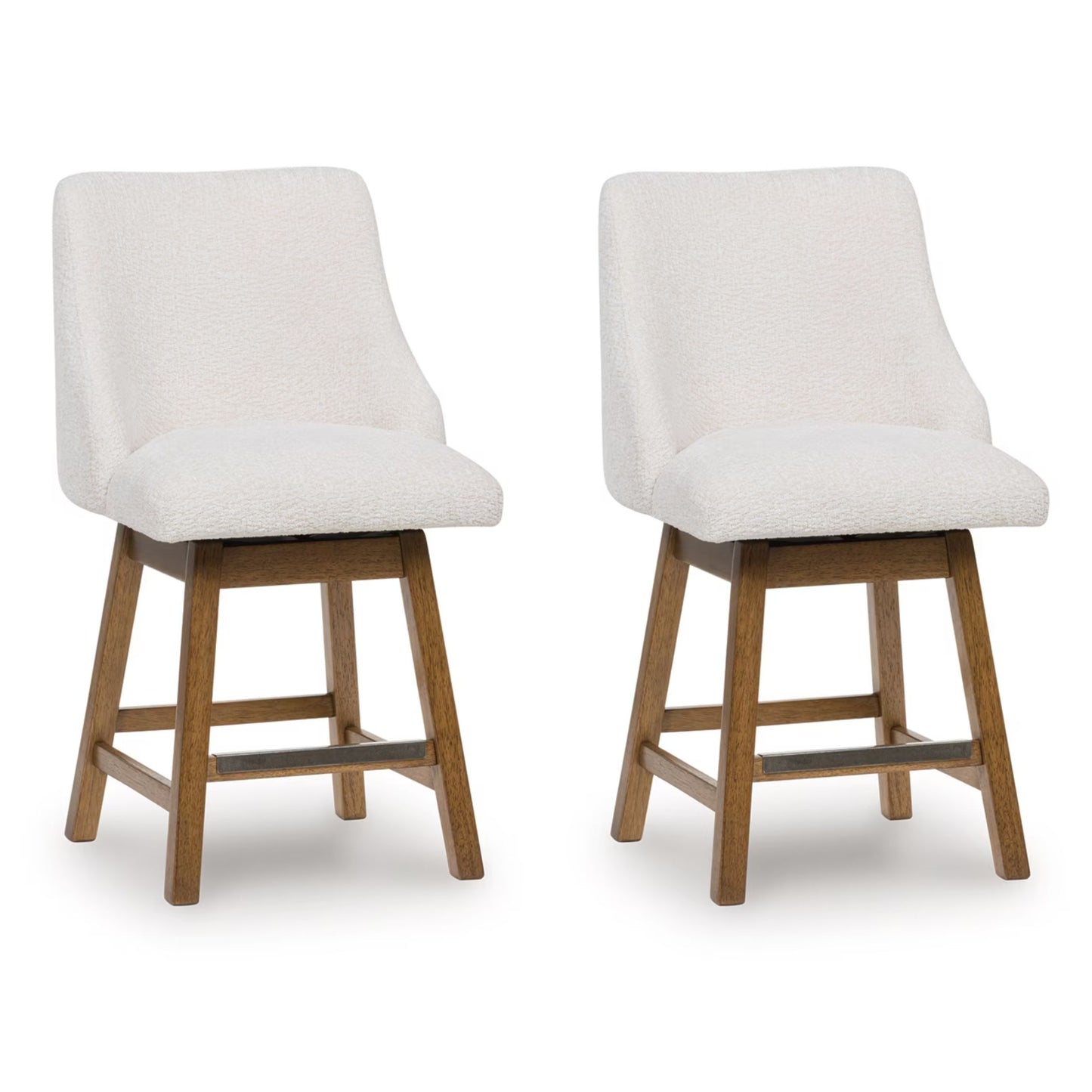 Cabalynn - Oatmeal / Light Brown - Upholstered Swivel Barstool (Set of 2)