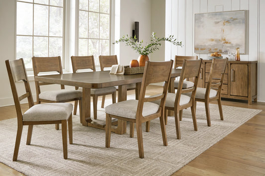 Cabalynn - Oatmeal / Light Brown - 10 Pc. - Dining Room Table, 8 Side Chairs, Server