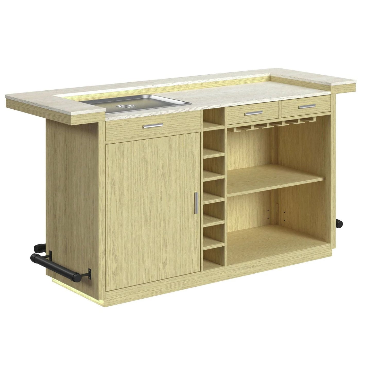 Cambrie - Bar Table With LED - Off-White And Natural