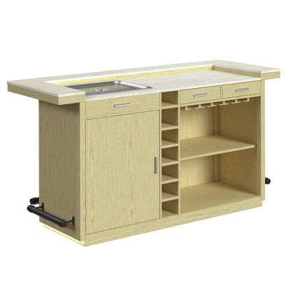 Cambrie - Bar Table With LED - Off-White And Natural