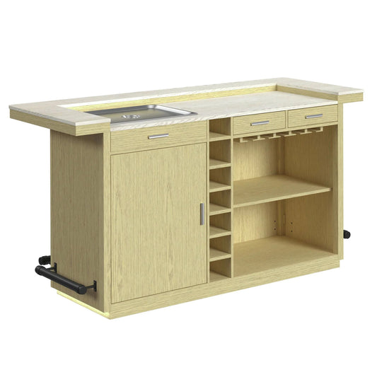 Cambrie - Bar Table With LED - Off-White And Natural