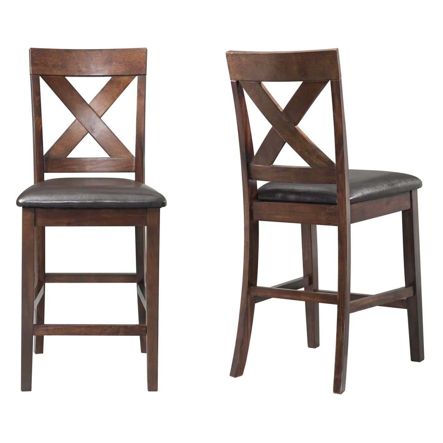 Alex - Counter Side Chair With Brown PU (Set of 2) - Espresso
