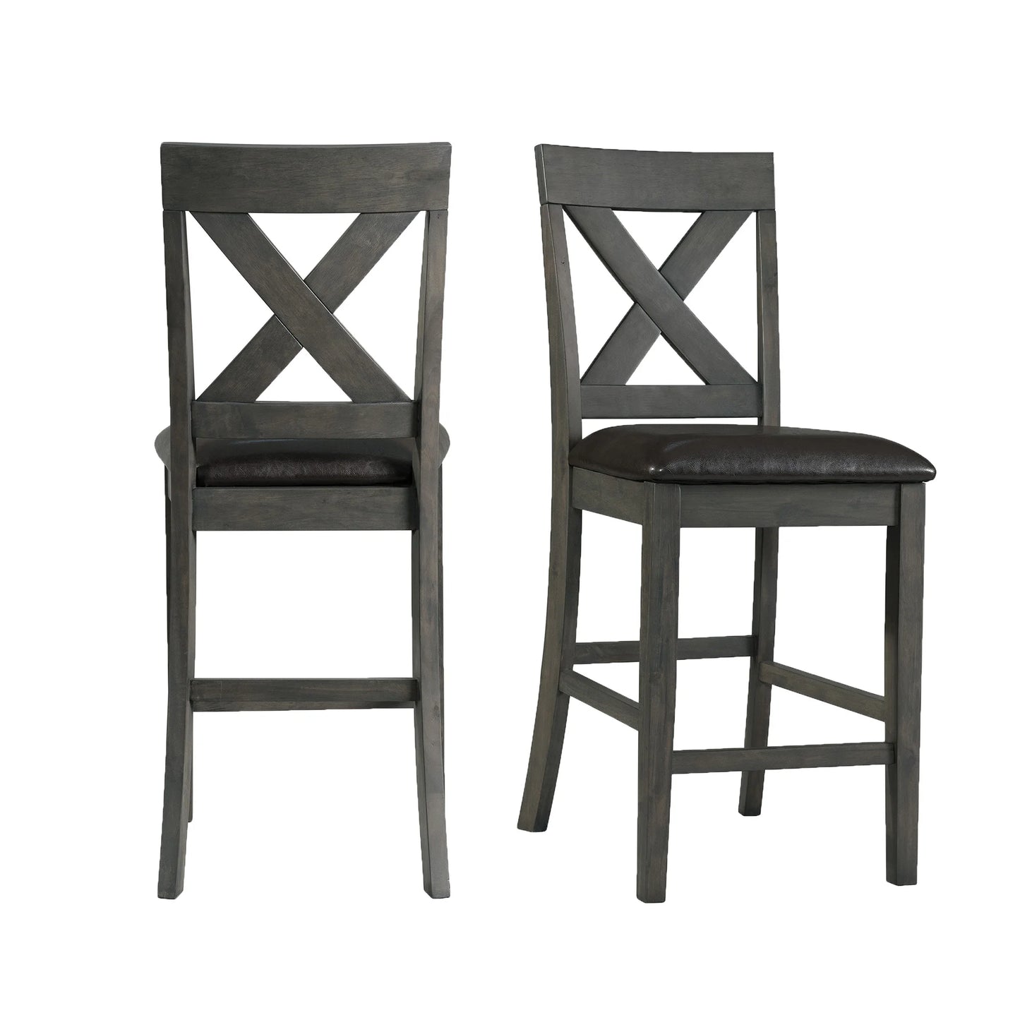 Alex - Counter Side Chair With Black PU (Set of 2) - Gray
