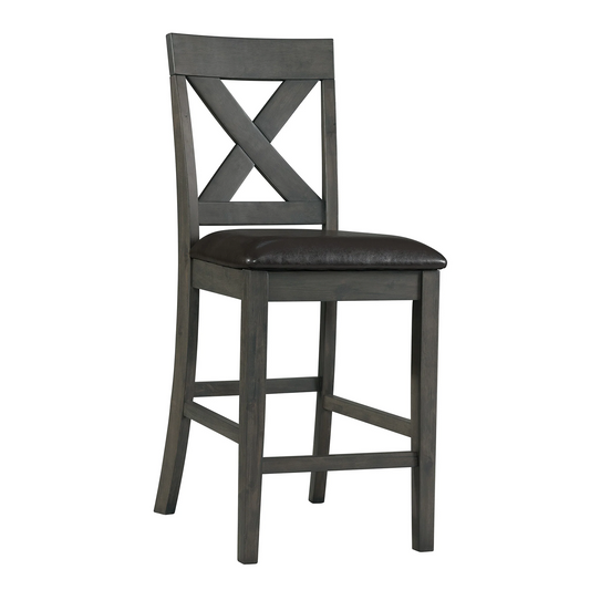 Alex - Counter Side Chair With Black PU (Set of 2) - Gray