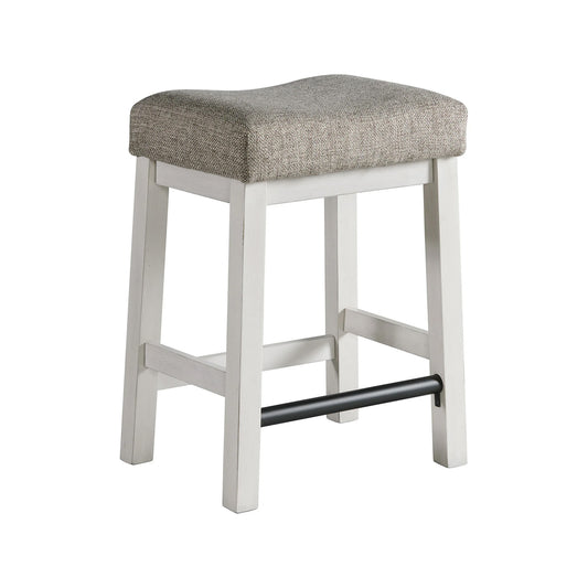 Drake - Backless Stool - Rustic White / French Oak
