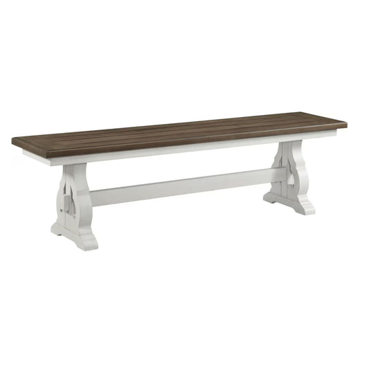 Drake - Dining Bench - Rustic White / French Oak