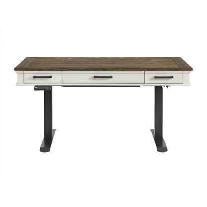 Drake - Lift Desk - Rustic White / French Oak