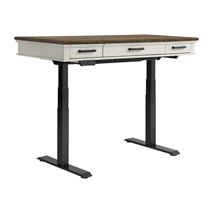 Drake - Lift Desk - Rustic White / French Oak