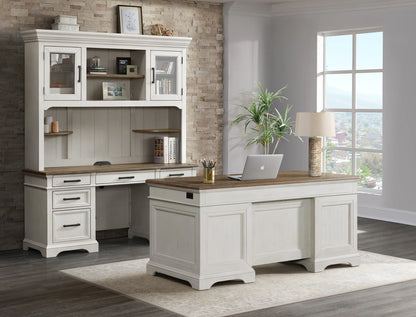 Drake - Executive Desk - Rustic White / French Oak