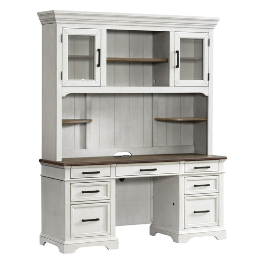 Drake - Credenza Hutch - Rustic White / French Oak