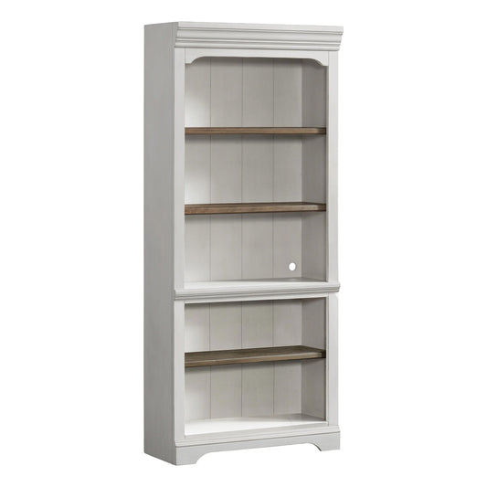 Drake - 76" Bunching Bookcase - Rustic White / French Oak
