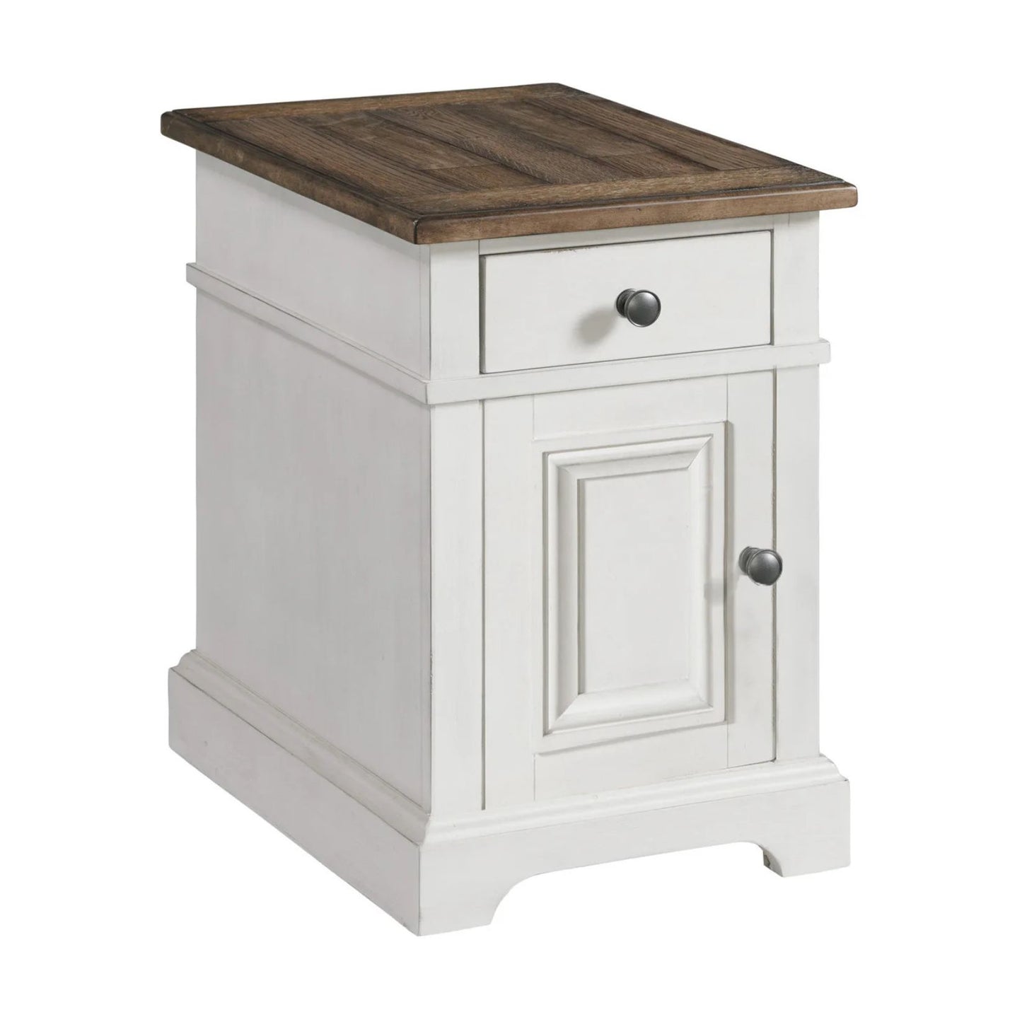 Drake - Chairside Table - Rustic White / French Oak