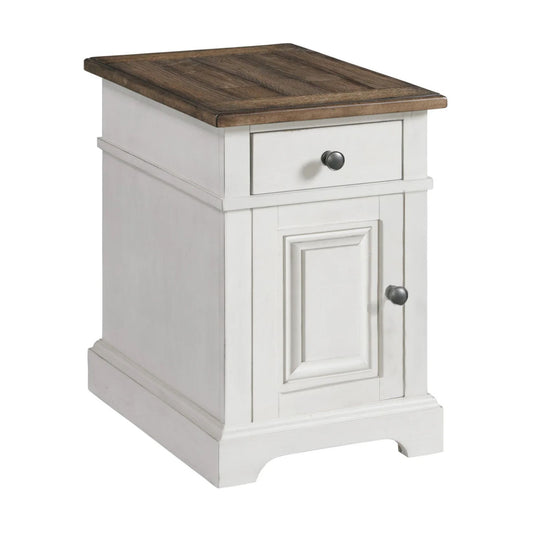 Drake - Chairside Table - Rustic White / French Oak