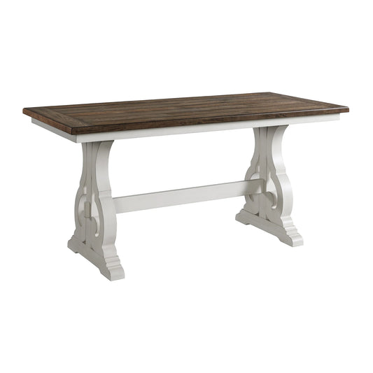 Drake - Counter Table - Rustic White / French Oak