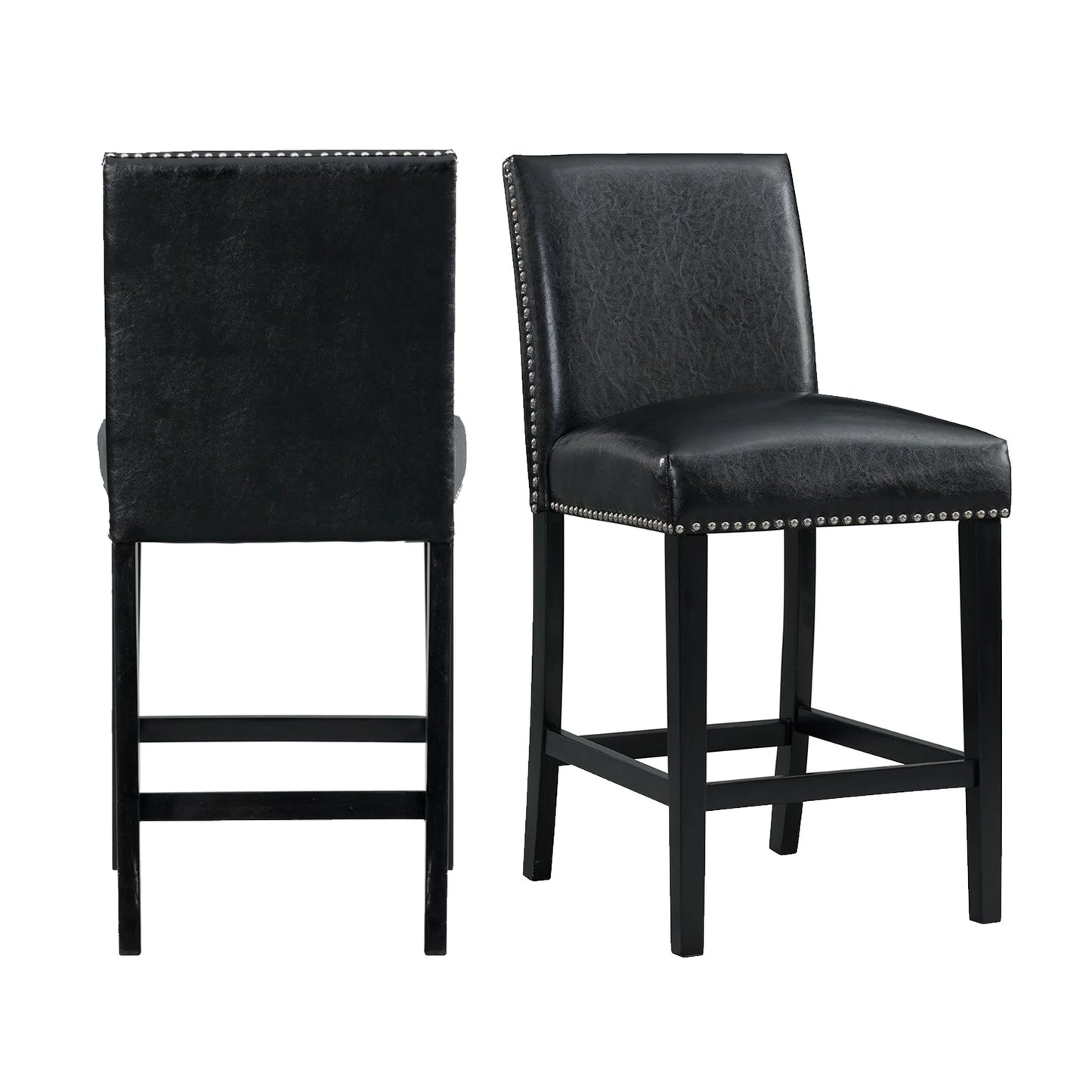 Meridian - Faux Leather Counter Height Side Chair - Black