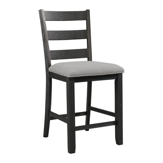 Martin - Counter Side Chair With Gray Fabric (Set of 2) - Black Finish