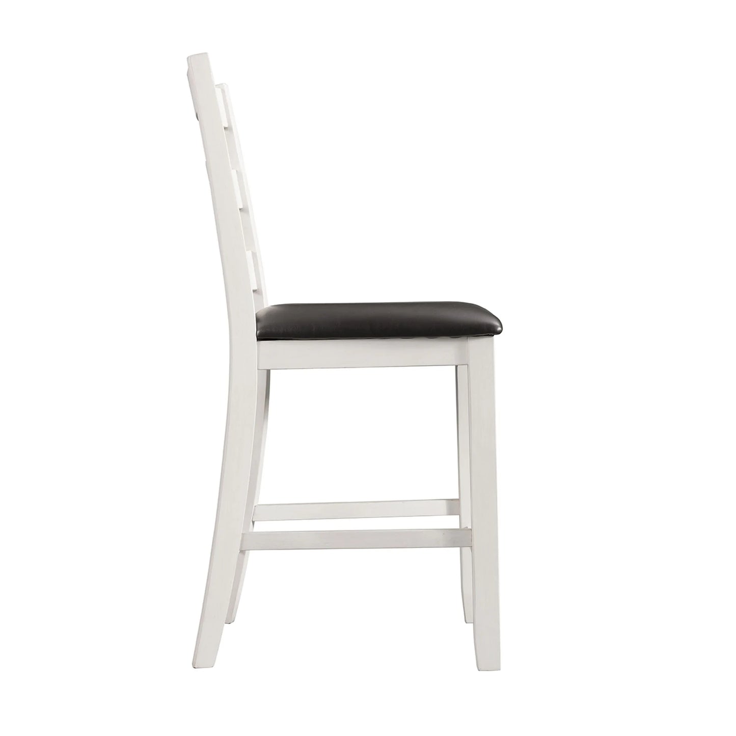 Martin - Counter Side Chair With Black PU (Set of 2) - White Finish