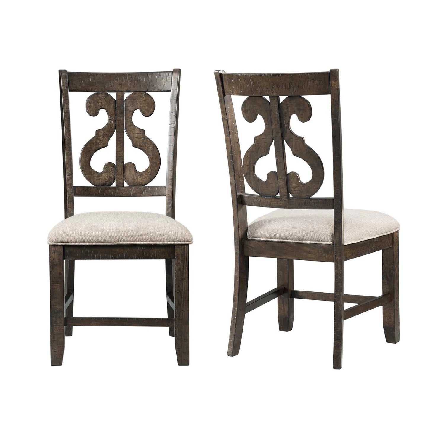 Stone - Wooden Swirl Back Side Chair (Set of 2) - Smokey Walnut