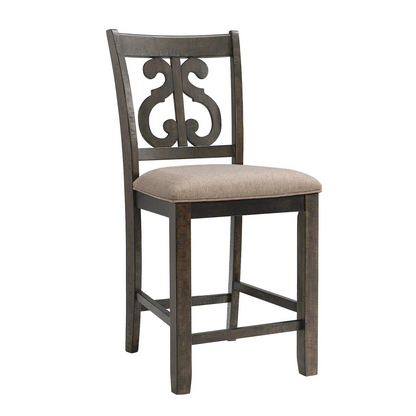 Stone - Counter Swirl Back Side Chair (Set of 2) - Smokey Walnut