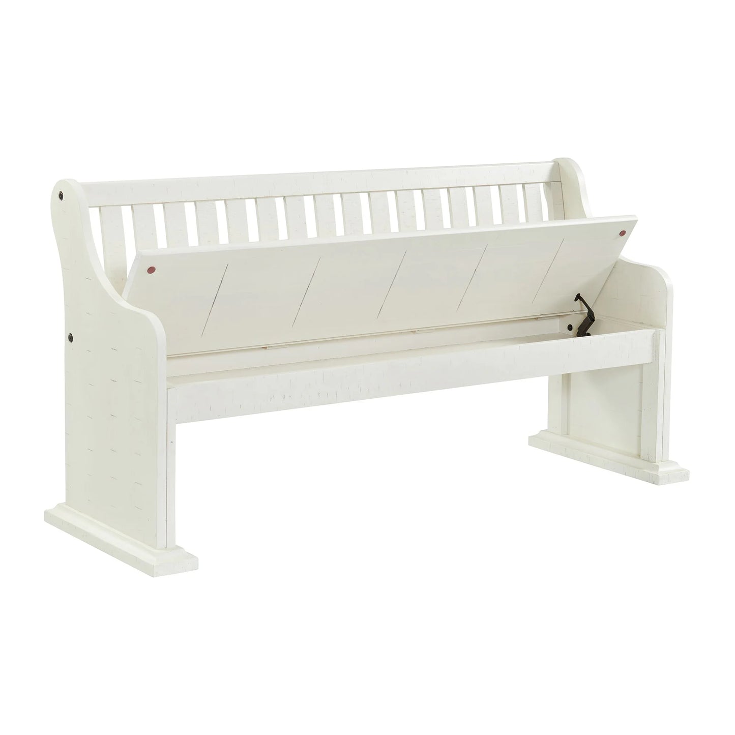 Stone - Pew Bench With Storage - White