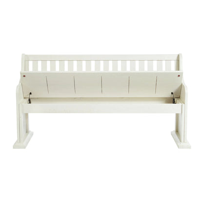 Stone - Pew Bench With Storage - White