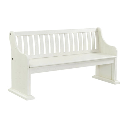 Stone - Pew Bench With Storage - White