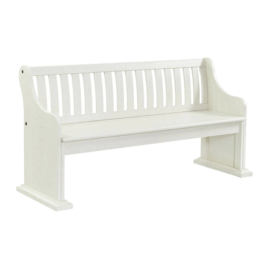 Stone - Pew Bench With Storage - White