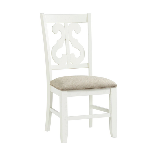 Stone - Wooden Swirl Back Side Chair (Set of 2) - White