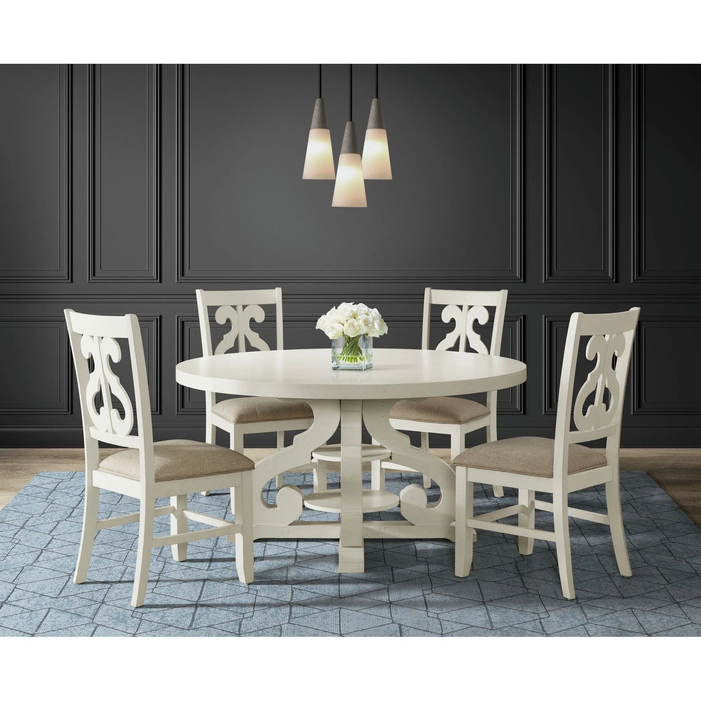 Stone - Round Dining Table With PU Base - White