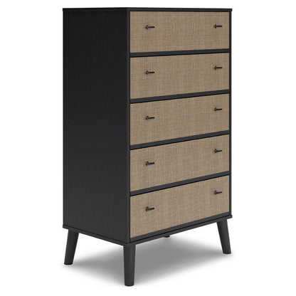 Charlang - Black / Gray - Five Drawer Chest