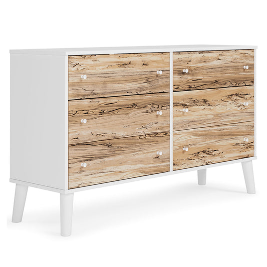 Piperton - Brown / White - Six Drawer Dresser - Vinyl-Wrapped