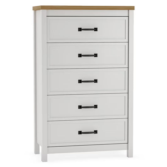 Kerisden - Five Drawer Chest - White / Brown