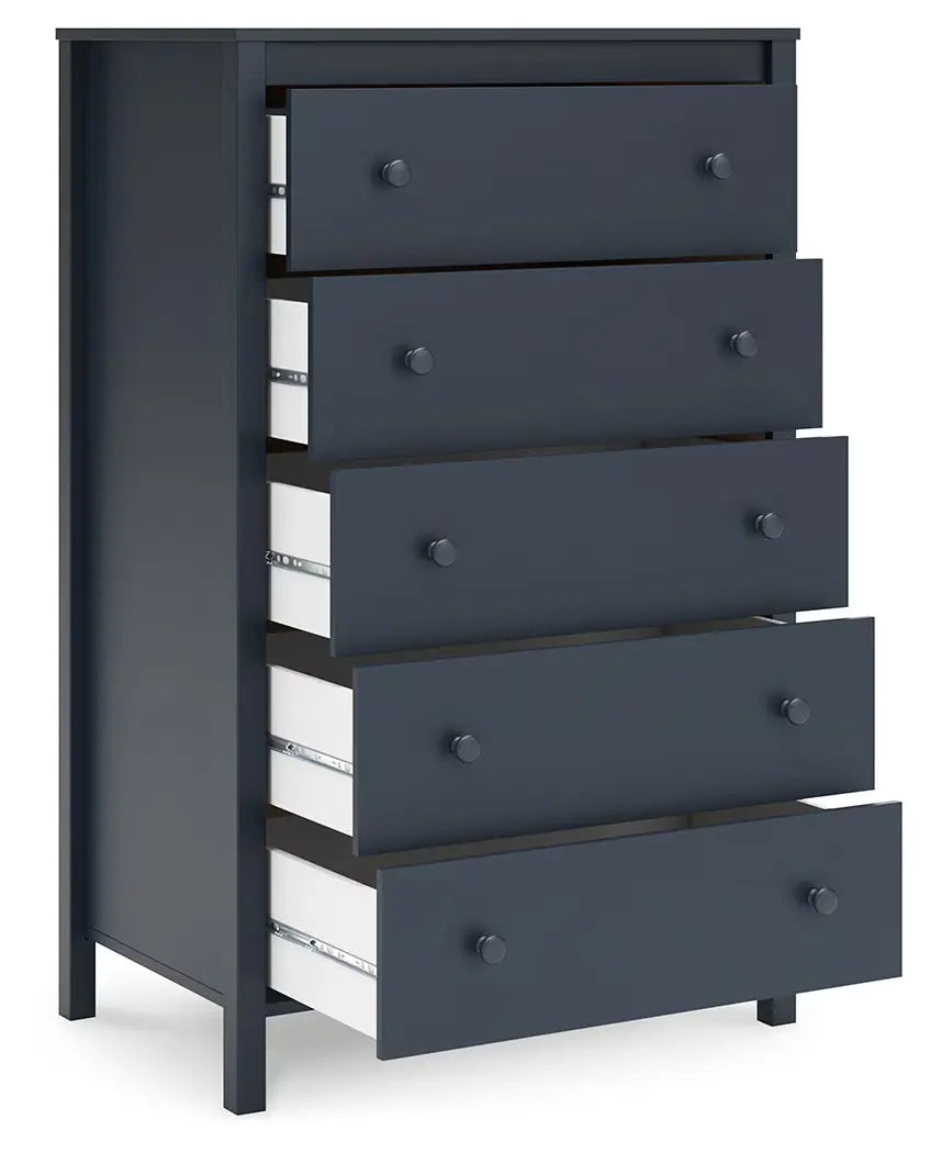 Simmenfort - Navy Blue - Five Drawer Chest-2