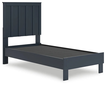 Simmenfort - Navy Blue - Twin Platform Bed With Panel Headboard-2