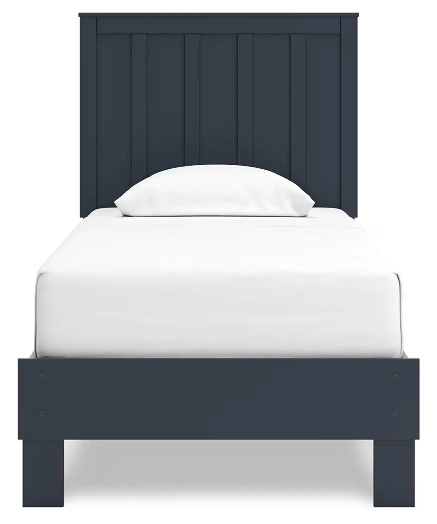 Simmenfort - Navy Blue - Twin Platform Bed With Panel Headboard-4