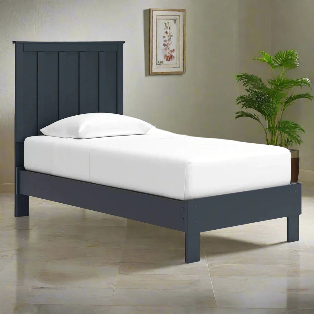 Simmenfort - Navy Blue - Twin Platform Bed With Panel Headboard