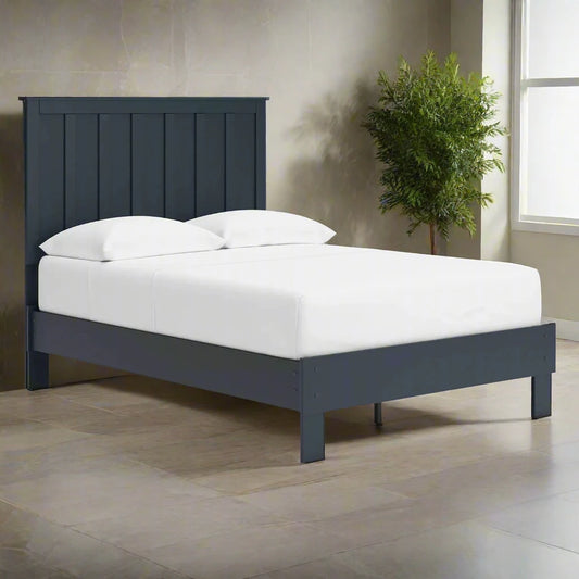 Simmenfort - Navy Blue - Full Platform Bed With Panel Headboard