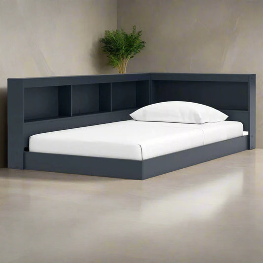 Simmenfort - Navy Blue - Twin Bookcase Storage Bed