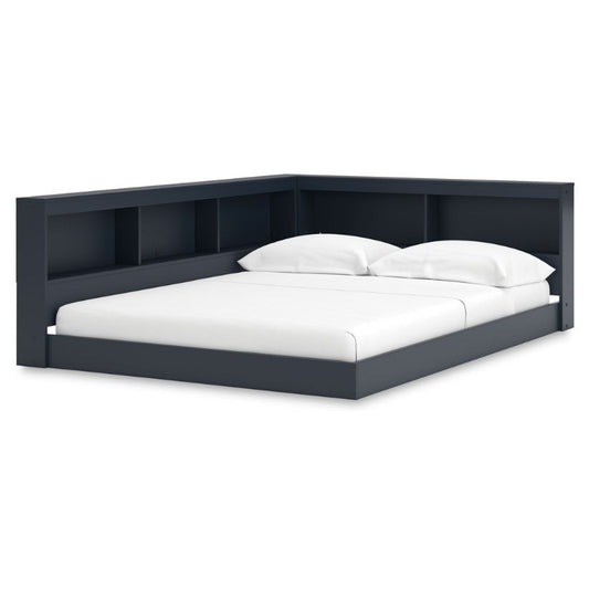 Simmenfort - Navy Blue - Full Bookcase Storage Bed