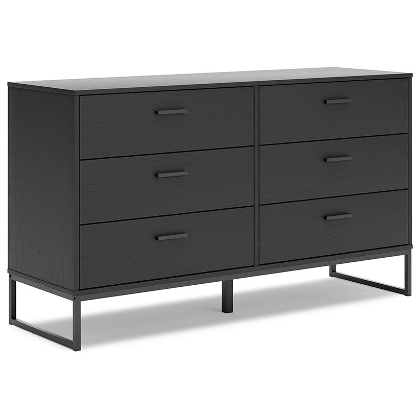 Socalle - Black - Six Drawer Dresser