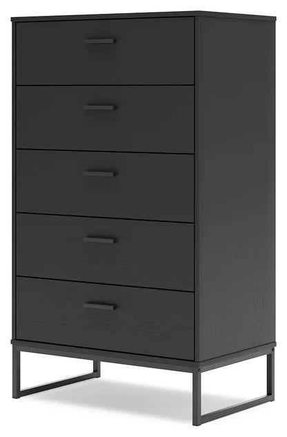 Socalle - Black - Five Drawer Chest-2