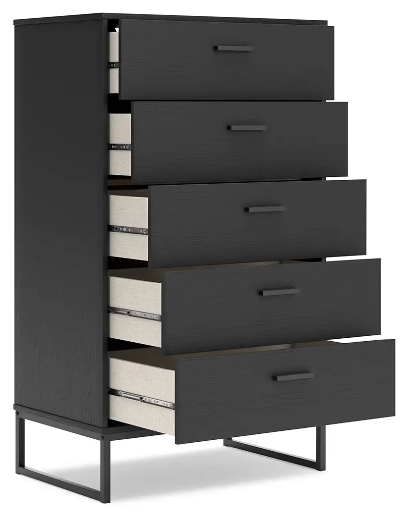 Socalle - Black - Five Drawer Chest-3