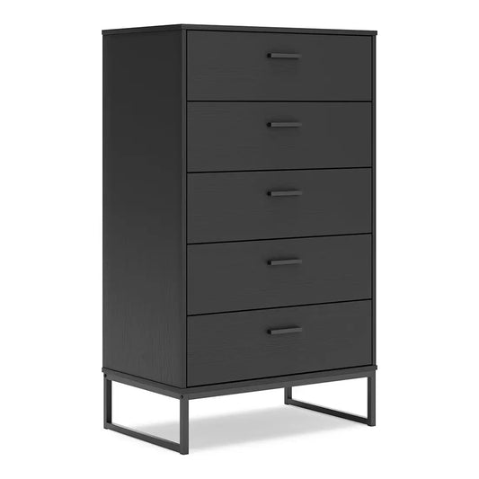 Socalle - Black - Five Drawer Chest