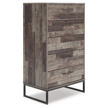 Neilsville - Black / Gray - Five Drawer Chest