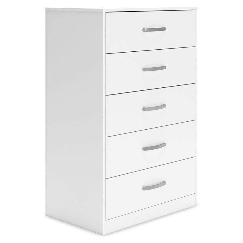 Flannia - White - Five Drawer Chest - 46" Height