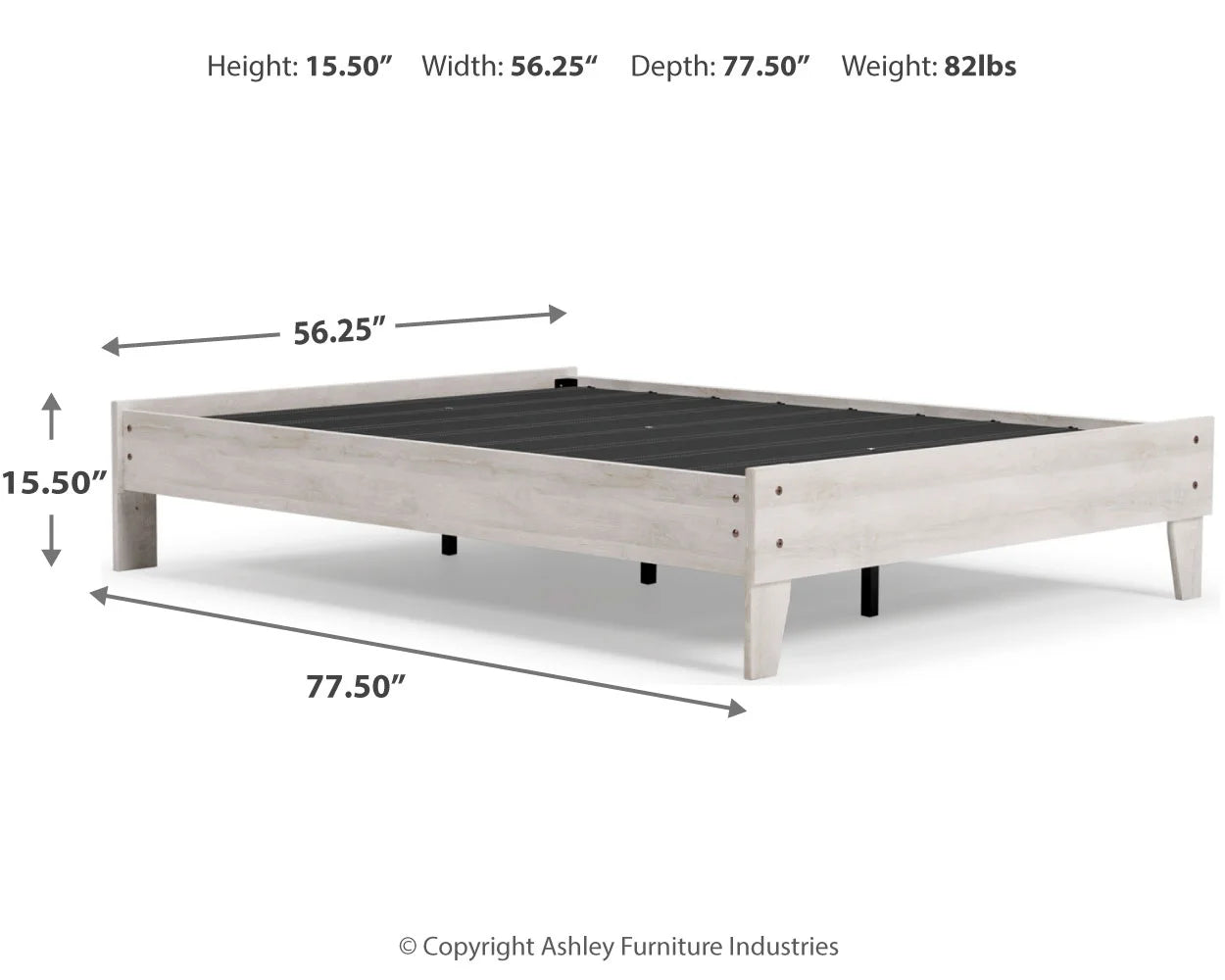 Shawburn - Whitewash - Full Platform Bed 4