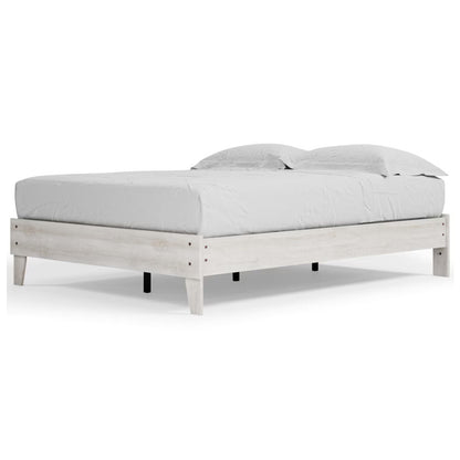 Shawburn - Whitewash - Queen Platform Bed