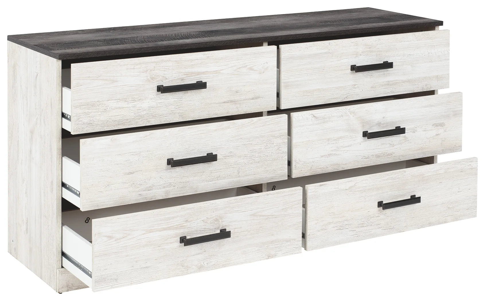 Shawburn - White / Black / Gray - Six Drawer Dresser 3